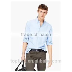 Light Blue Slim Fit Button Down Collar Cotton Oxford Shirt From the Casual Collection thumbnail-1