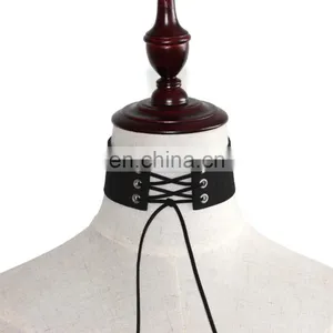Fashion Suede Leather Wide Choker Collar Necklace thumbnail-4