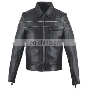 HMB-0407A LEATHER JACKETS MOTORCYCLE BIKER COAT BLACK thumbnail-2