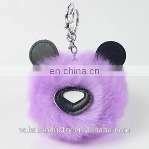 Charm Fashion Girls Handbag Pendant Fluffy Faux Fur 24 Hour Pom Pom Animal Shape Fur Pom Keychain thumbnail-1