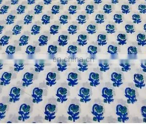 Indian Block Printed Cotton Fabric Floral Handmade Textile Jaipuri Fabric / Fabric / 100% Cotton Fabric thumbnail-2