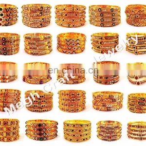 One Gram Gold Plated Bangle Set - South India Gold Plated Kada Set - Wedding Wear Bangles - Wholesale Traditional Bangle thumbnail-3