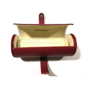 Handmade Crossgrain Saffiano Leather Watch Bracelets Case Leather Travel Case Watch Roll With Custom Logo thumbnail-1