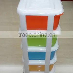 5 Tier Removable Plastic Storage Drawer or Cabinet With Wheels thumbnail-3