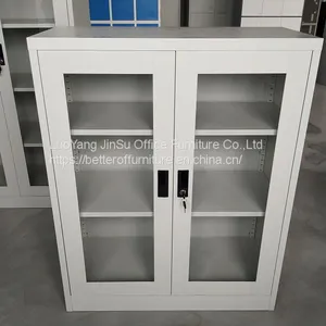 Half Height Swing Open Glass Door Storage File Cabinet Powder Coating Surface thumbnail-5