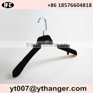 Black Nonslip Velvet Flocked Hanger With Logo and Gold Hook for Coat thumbnail-2