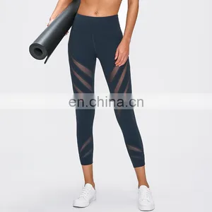 Women Spring Summer Workout Clothing Sexy Mesh Capris Yoga Tight Pants Leggings for Women Fitness thumbnail-5