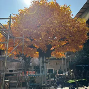 Artificial Red Maple and Banyan Trees Large Faux Autumn Trees Simulation Artificial Plants Leaves Tree for Shopping Mall thumbnail-1