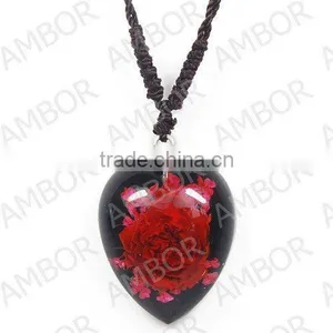 Fashion Jewelry,Souvenir Gift,Real Flower Men-made Amber Necklace thumbnail-1