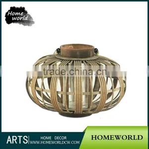 Hot Sale Vintage Home Decor Indoor Bamboo Weaved Lanterns Candle for Wedding Ornament thumbnail-1