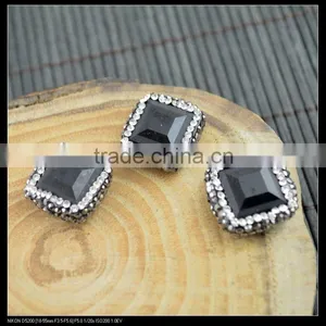 LFD-0063B Wholesale 18*19MM Druzy Black Stone Square Shape Pave Rhinestone Connectors Beads Jewelry Finding For Bracelet thumbnail-2