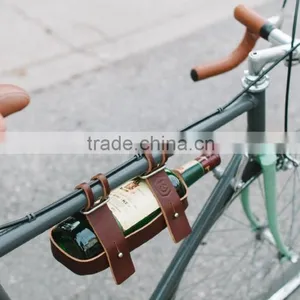 High-grade Cowhide Genuine Leather Wine Bottle Holder for Bicycle thumbnail-3