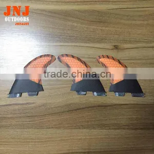 Orange Half Carbon FCS II G5 M Fins With Fiberglass and Bamboo Material for Surfing 002 Size M thumbnail-2