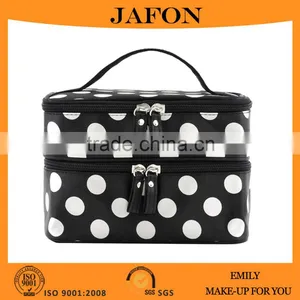 Black And White Dot Pattern Two Layers Makeup Case Bag thumbnail-1