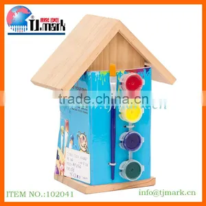EDUCATIONAL TOYS FOR KIDS PAINT YOUR OWN WOODEN BIRD HOUSE thumbnail-1
