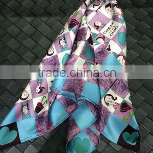 100% Silk Square Scarf With Cartoon Pattern for Children thumbnail-6