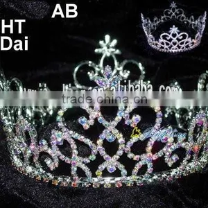 Beauty Rhinestone Tiara Full Round Large Pageant Crown thumbnail-1