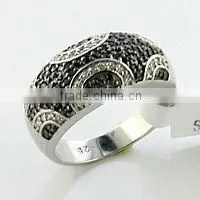925 Silver Classic Black White Zircon Ring Jewelry thumbnail-1