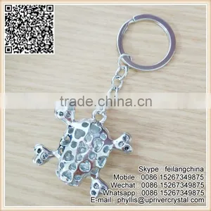 Silver Metal Eyes Crystal Skull Key Ring Bonescross Crystal Keychain thumbnail-3