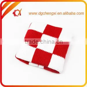 High Quality Grid Knitting Jacquard Sport Wristband Sweatband thumbnail-1