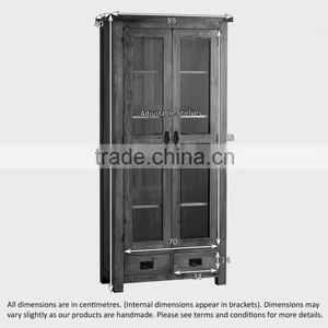 Solid Oak Wood Glass Display Cabinet thumbnail-6