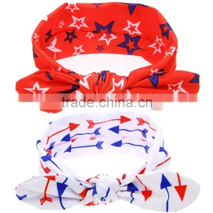 New Hot Baby USA Turban Headband 4th of July American Flag Headband, Bbay Fashion National Flag Hair Accessories thumbnail-2