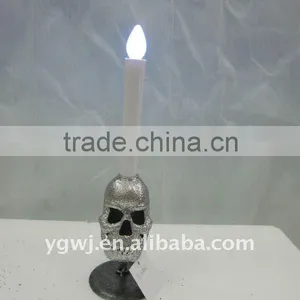 Decorative Metal Halloween Skull Candle Holder thumbnail-1