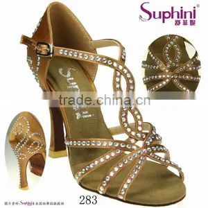 Suphini Hot Sale Latin Ballroom Dance Shoes With Crystal High Heel thumbnail-1