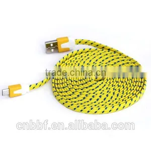 MICRO USB Woven Flat Noodle Fabric Braided Data Sync Charge Cable for Galaxy s3 s4 thumbnail-1
