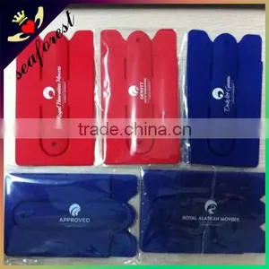 American Market Popular Credit Card Holder Promotion,3M Adhesive Sticker Silicone Cell Phone Wallet With Stand for Advertising thumbnail-5