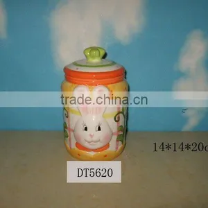 Hand-painted Ceramic Jar With Rabbit Face thumbnail-1