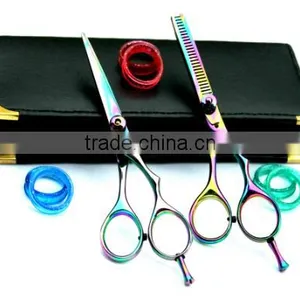 Titanium Coated Hairdressing Barber Salon Scissors, Thinning Scissors Set 5.5" thumbnail-1