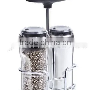 SINOGLASS Trade Assurance Glass Salt and Pepper Shaker With Rack thumbnail-1