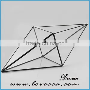 MOQ Only 25pcs/Design Fashion Home Decoration Black Color 20*20cm Geometrical Glass Terrarium For Planter thumbnail-1
