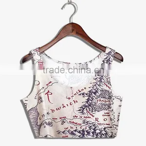 Latest Tops Designs Girls Map Print Vest N7-25 thumbnail-1