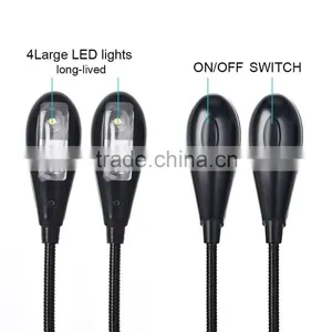 Rechargeable LED Travel Light Gooseneck 4 LED Flexible Eye Care Dimmable Clip LED Book Lamp Dual Head thumbnail-5