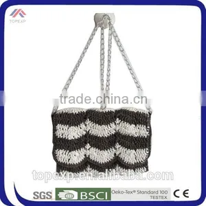 Multicolor Crochet Straw Bag With Metal Handle thumbnail-4