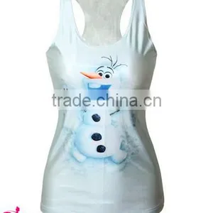 White Snowman Olaf in Frozen 3D Printed Ladies Fashion Tops Tank Tops 2015 thumbnail-4