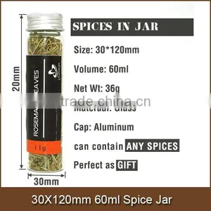 30X120mm 60ml Spice Jar With Alumininum Cap thumbnail-1