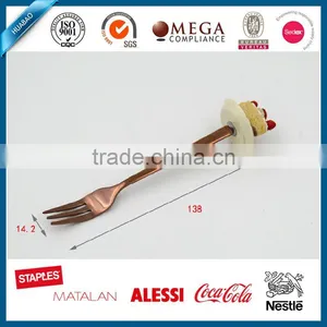 Dessert Spoon and Fork Set, Stainless Steel Flatware Set With Cute Polyresin Handle, Reindeer Cutlery Set With Golden Handle thumbnail-3