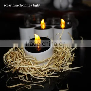 Solar Power Rechargeable LED Tealight Candle Flameless,Amber Yellow Light,Perfect Table Top Decoration For Home,Restaur thumbnail-1