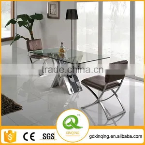 TH318 Modern Design Simple Square Dining Table With Glass Top thumbnail-1