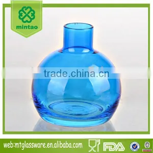 Hand Made Cute Mini Blue Glass Vase Home Decor thumbnail-1
