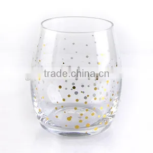 High Quality Wine Glass Set With Gold Decal thumbnail-4