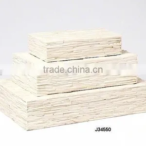 White Bone Mosaic Wooden Box Match Stick Style Available in All Sizes and Colours thumbnail-1