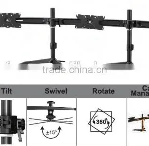 Aluminum Triple Desk Quad LCD Monitor Arm Stand Mount thumbnail-1