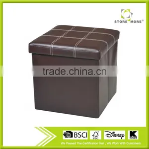 Storage Ottoman Faux Leather Collapsible Foldable Seat Foot Rest Stool Seat thumbnail-2