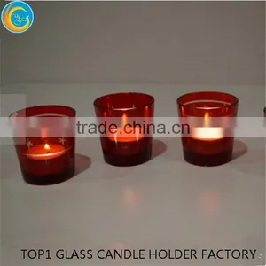 Red Glass Tea Light Holde thumbnail-2