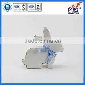 Ceramic Easter Rabbit Bunny Figurine With Blue Bow thumbnail-1