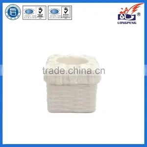 Eco-Friendly Elegant White Knitted Decorative Square Candle Holders,Ceramic Tealight Candle Holders thumbnail-1